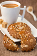 Chips cookies with peanuts and coffee