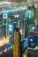 Zelfklevend Fotobehang Dubai downtown night scene with city lights, © Sergii Figurnyi