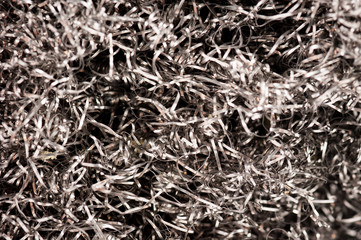 A close-up of the texture of steel wire wool