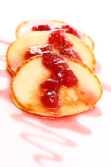 pancakes with strawberry jam