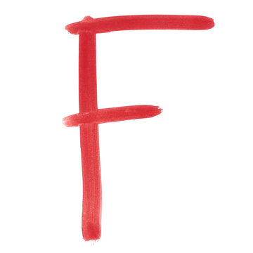 F - Red handwritten letter over white background