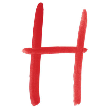 H - Red handwritten letter over white background