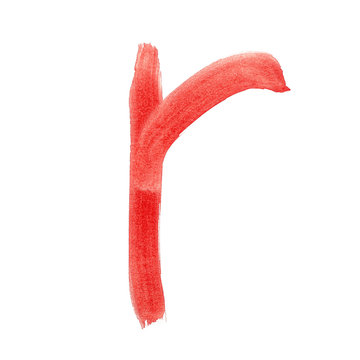 r - Red handwritten letter over white background lower case