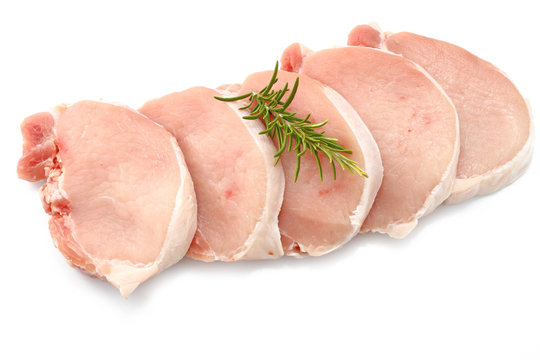 Viande de porc fond blanc