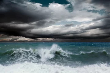 Crédence de cuisine en verre imprimé Orage Vue du paysage marin de tempête