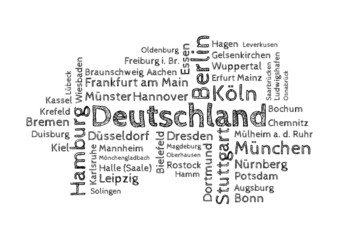 Wordcloud - 50 deutsche Großstädte sw