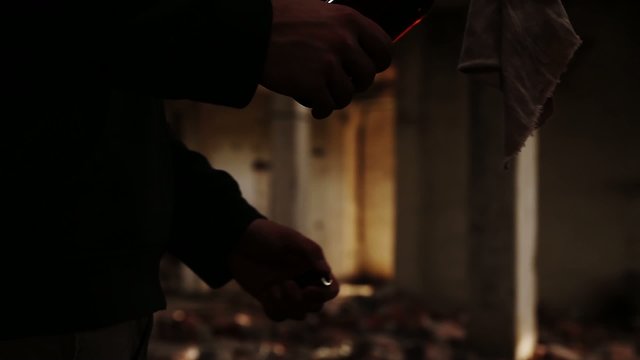 Molotov Cocktail Flame Danger Man Shadow Rebel Terrorist HD
