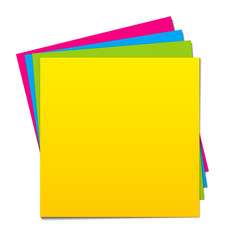 Colored sheets of paper on each other, yellow,green,blue,magenta