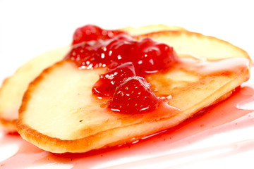 pancakes with strawberry jam