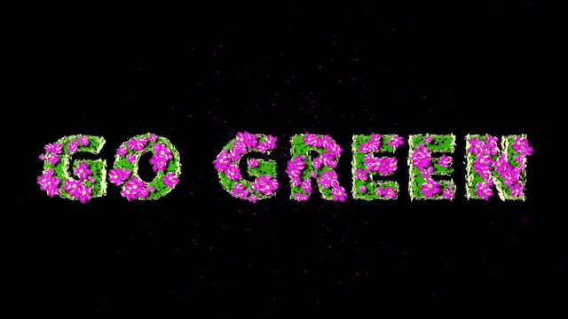 GO GREEN Text 3D Motion Graphics with Alpha
