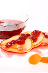 pancakes with strawberry jam