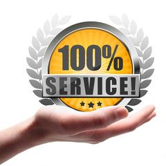 100% Service! Button, Icon