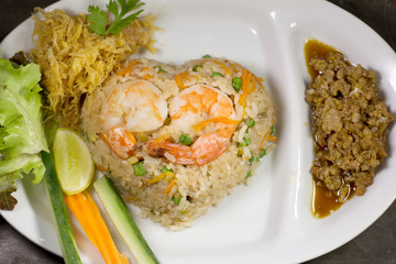 Fried rice with Chili shrimps Thai food