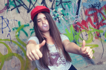 trendy beautiful long haired model posing