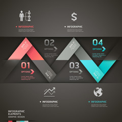 Abstract origami arrow infographics template.