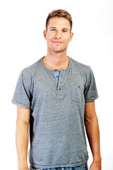 Cheerful young man, isolated over white background