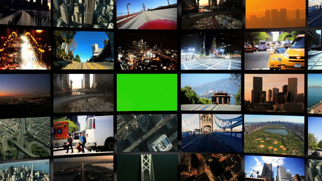 Montage 3D Green Screen Video Wall Famous City Locations