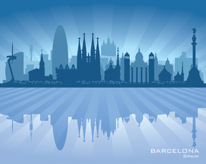 Naklejka premium Barcelona Hiszpania sylwetka wektor panoramę miasta