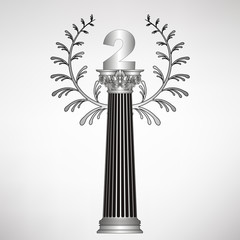 simple greece column, laurel wreath and number