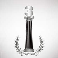 simple greece column, laurel wreath and number