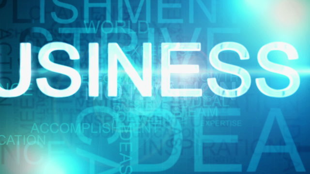 Montage business success finance text words blue motion BG