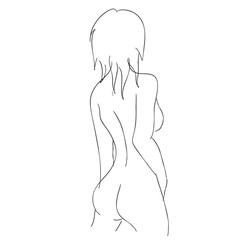 Illustration silhouette sketch woman back.