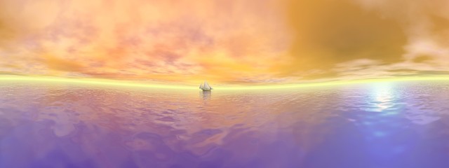 Obraz na płótnie Canvas Small sailboat - 3D render