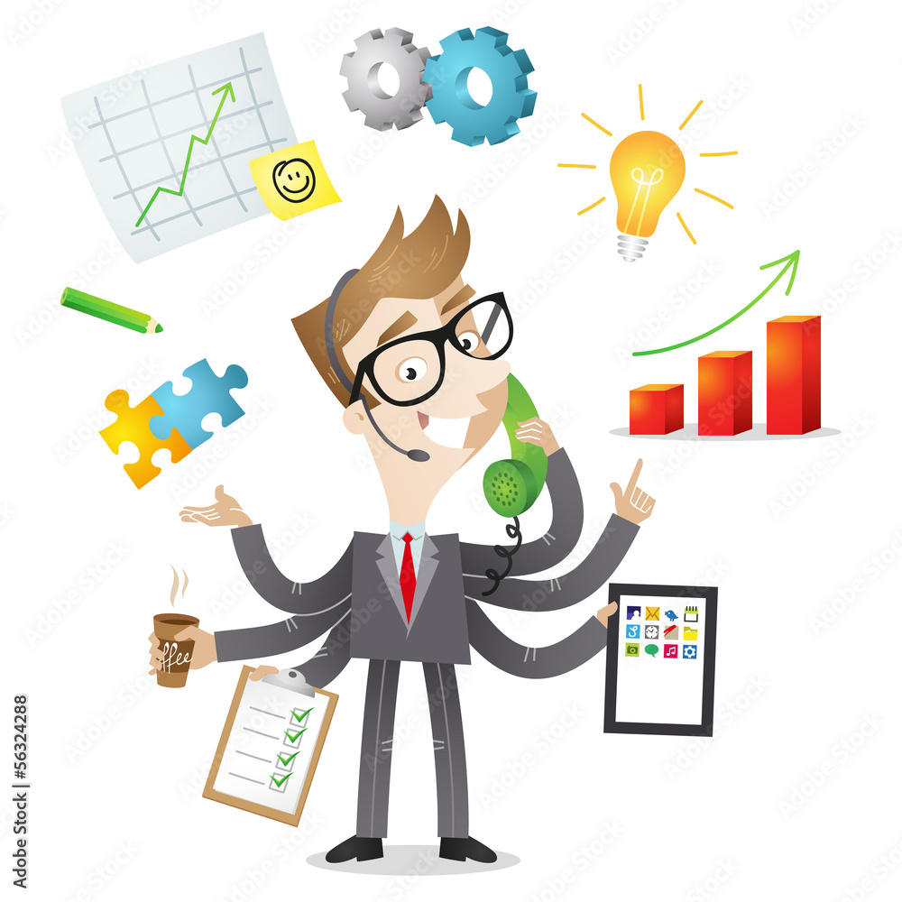 Fototapete Businessman, multitasking, all-rounder, hard-working,