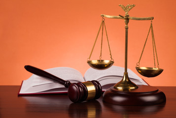 gavel, books , and scales of justice