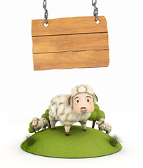 3d sheep with wooden
