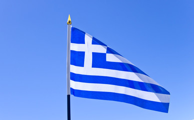National flag of Greece on flagpole