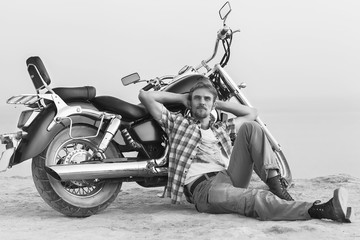 Fototapeta na wymiar man and motorcycle
