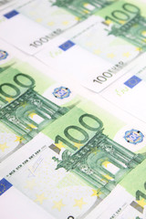 Obraz na płótnie Canvas Stack of 100€ bills