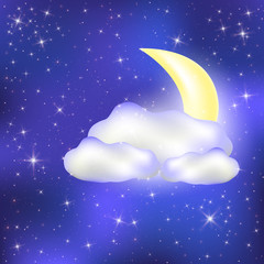 Obraz na płótnie Canvas Night sky with clouds Month