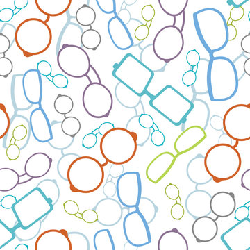 Vector colorful glasses seamless pattern background with hand