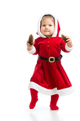 Santa Claus baby girl isolated on white background