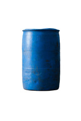 blue plastic 200 litre isolated on white