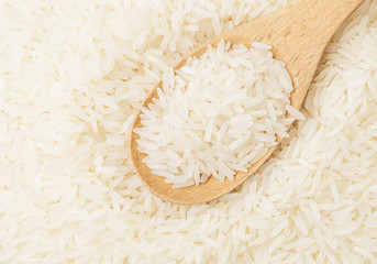 Chinese white rice on spoon