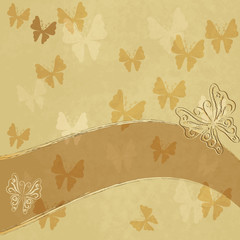 Old spotty paper with butterflies