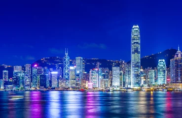 Abwaschbare Fototapete Nacht in Hongkong © leungchopan