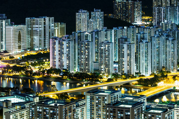Cityscape in Hong Kong at night
