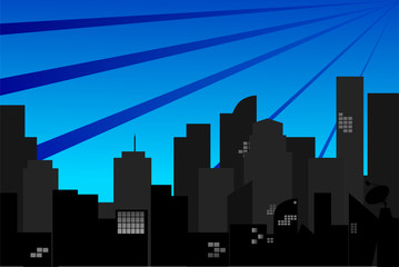 Fototapeta premium Town Silhouette with blue sky