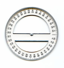 A full circle protractor marked in degrees - obrazy, fototapety, plakaty