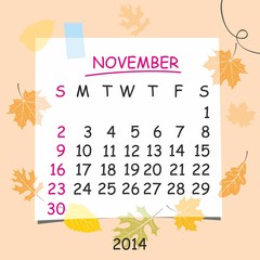 2014 calendar design. November.