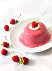 Raspberry dessert with cream cheese