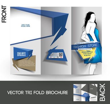 Tri-Fold Fashion Store Front Mock up & Brochure Design