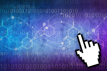 Digital icon hand  on teachnology background