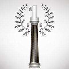 greece column, laurel wreath and number