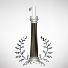 greece column, laurel wreath and number