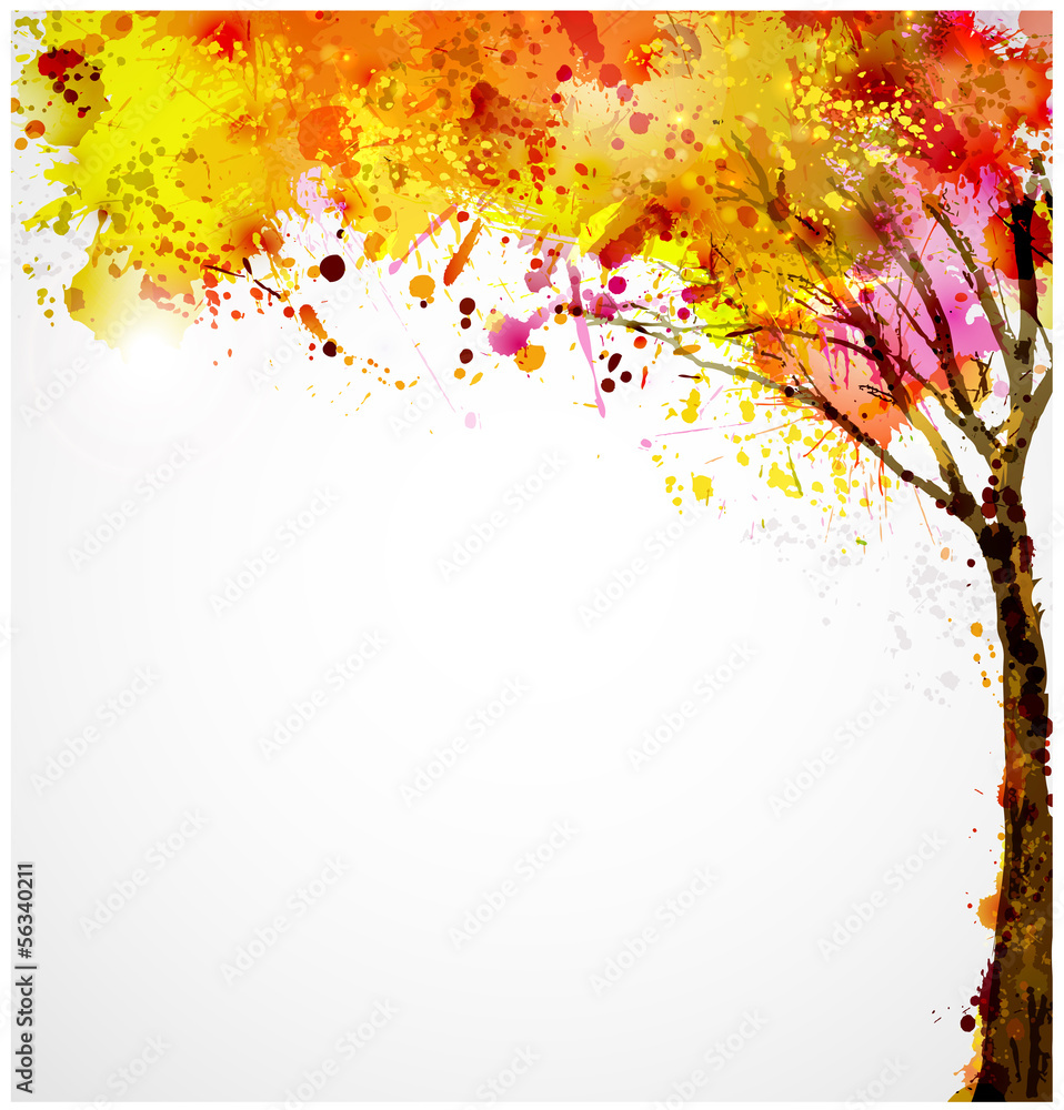 Poster autumn abstract tree forming by blots